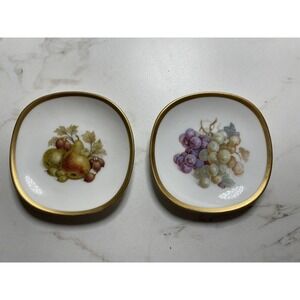 Pair Alboth and Kaiser Mini Fruit Plate Gold Gilt Western Germany 4"
